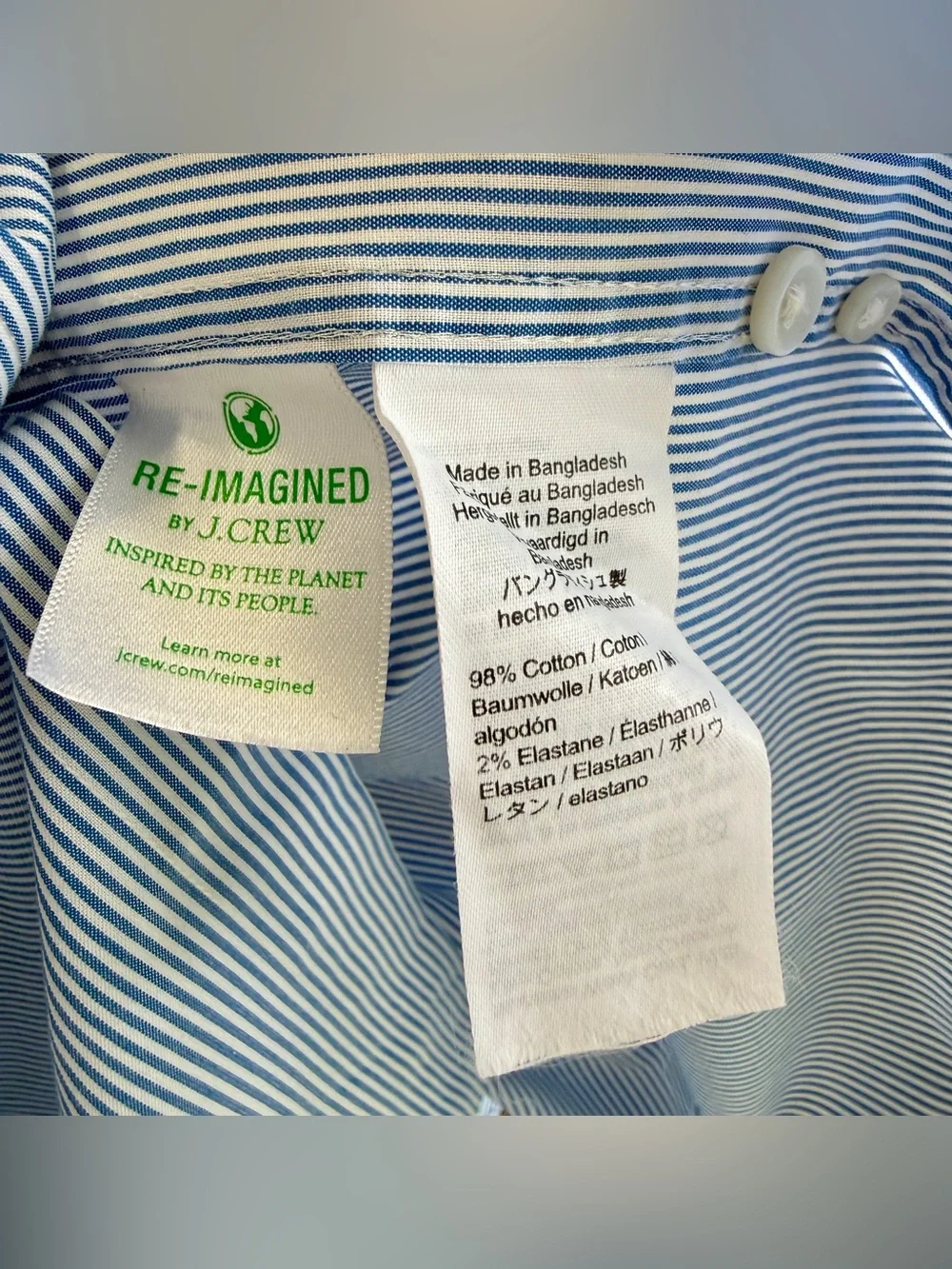 J.Crew Ludlow Classic Fit Dress Shirt Blue & White Stripe Stretch Cotton